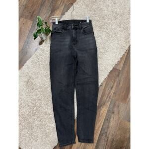 American Eagle Size 00 Regular Washed Out Black Stretch High-Rise Mom Jeans